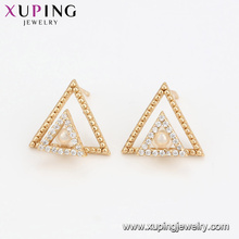94599 Double triangle perle boucles d&#39;oreilles fantaisie femmes bijoux belle conception de haute qualité boucles d&#39;oreilles à vendre